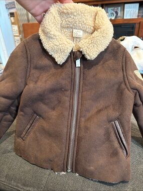 Brown Sherpa Collar Baby Jacket 9 months